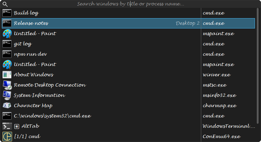 A window on another desktop, labelled