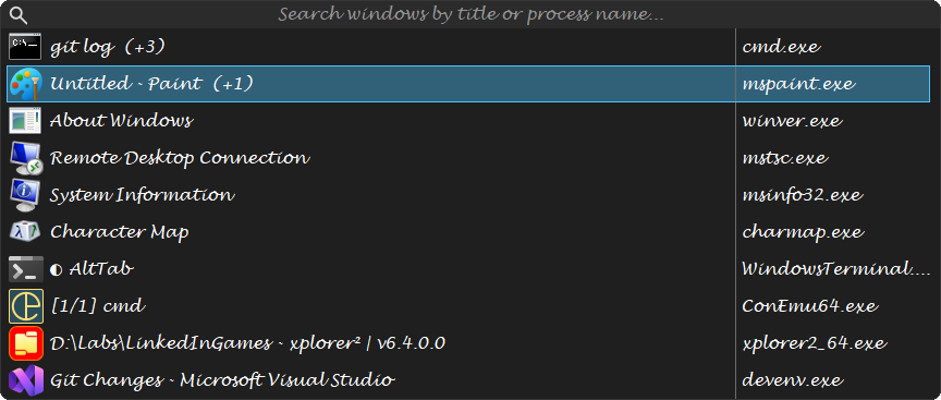 One row per application